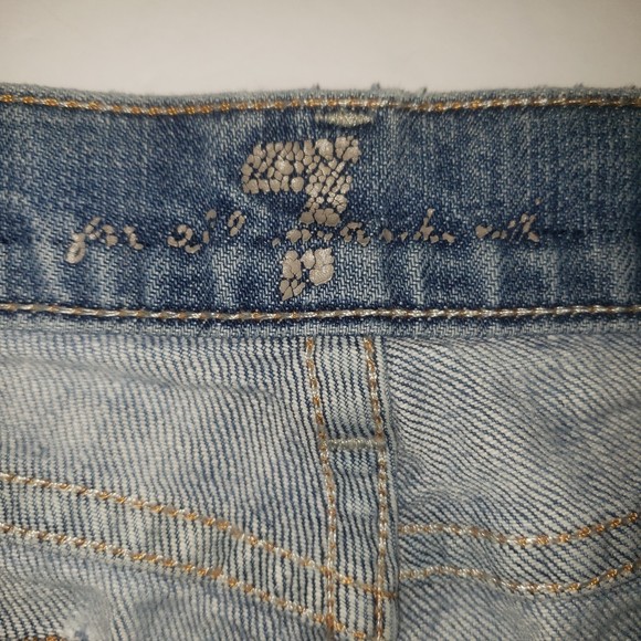 7 FOR ALL MANKIND Distressed Pink Rhinestone Pocket Jeans Size 31 - Picture 5 of 9